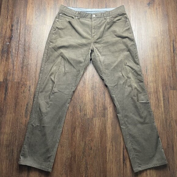 Peter Millar Pants Brown Mens Corduroy Straight Leg Stretch Measures 34x31 - Picture 1 of 10
